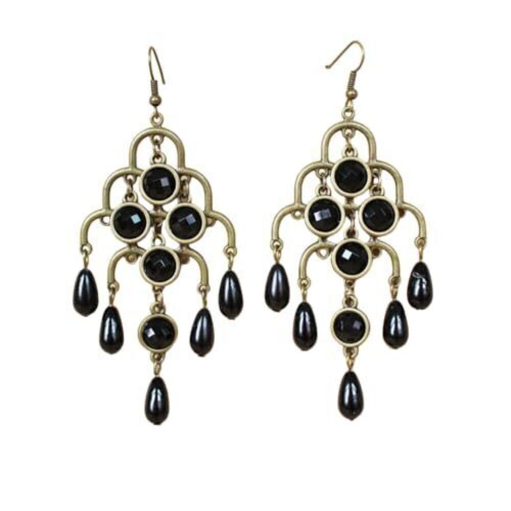 6935 Gothic Long Tassel Crystal Earrings Vintage Lace Tassel Earrings Punk